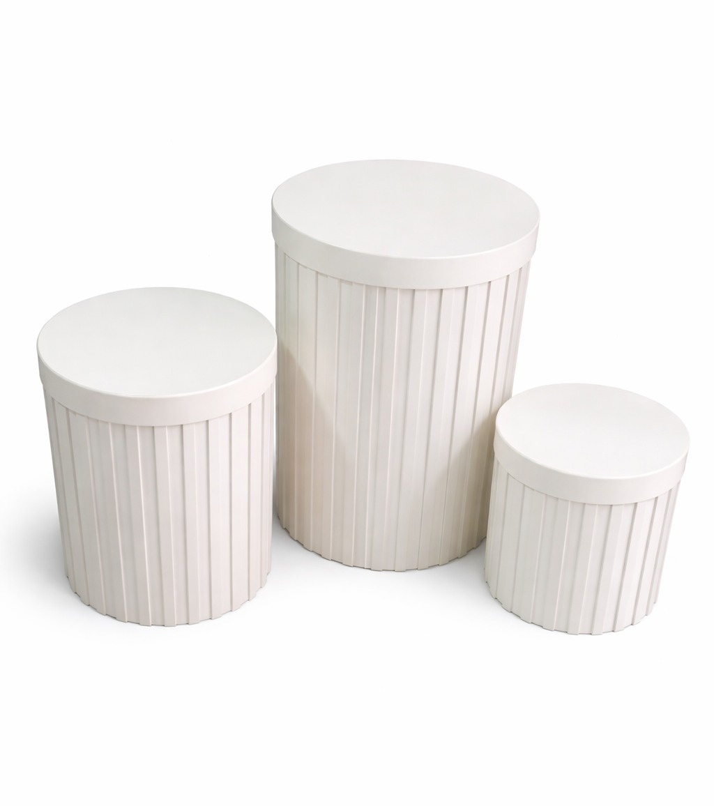 Trio Cilindros Ripados Branco  - Tia Sô Festas 