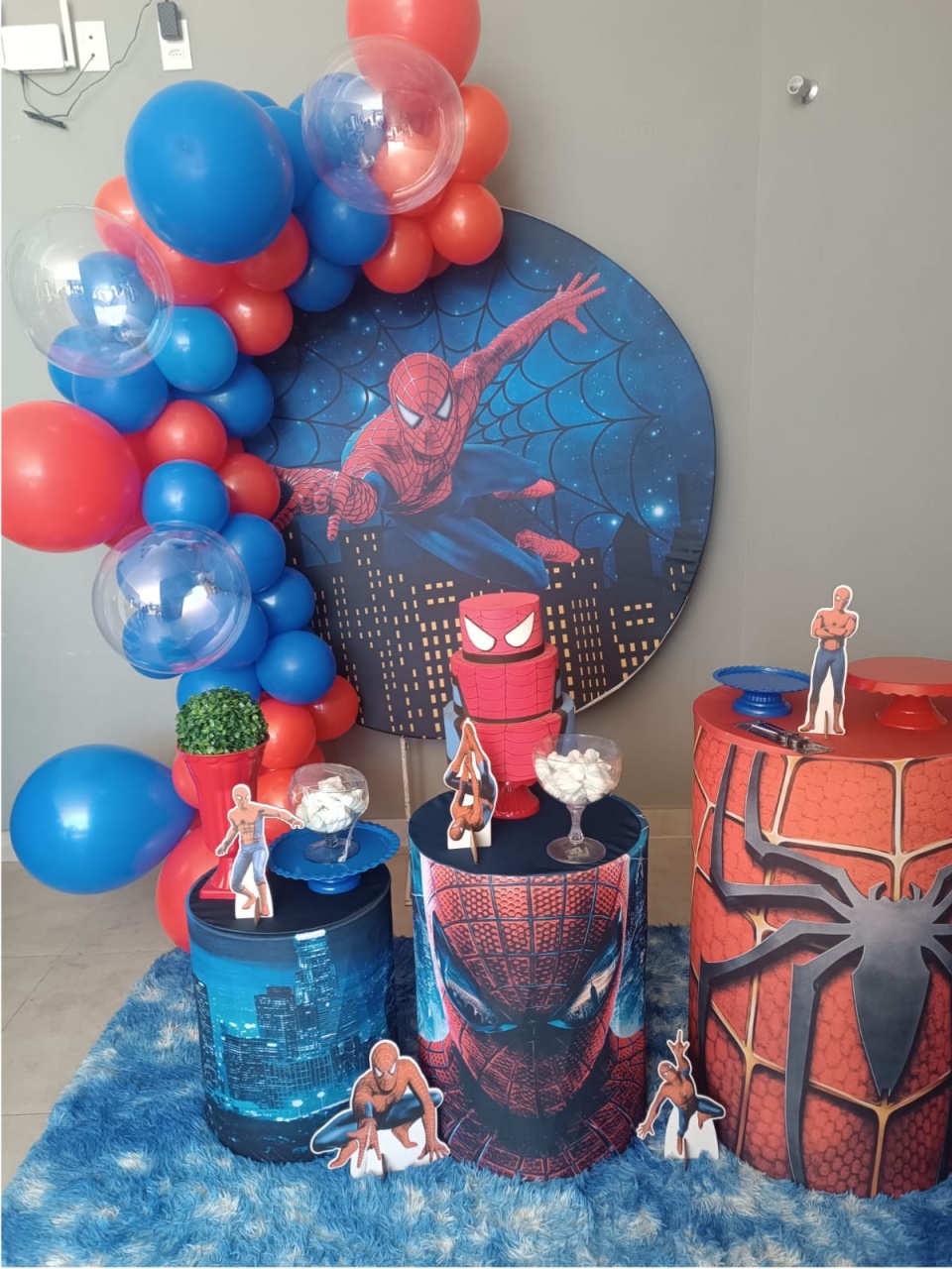 Kit Monhem Aranha Com Balões  - Mary decorações 