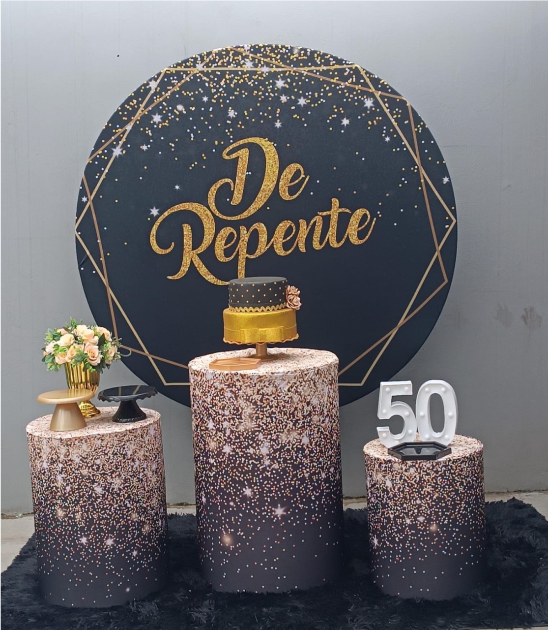 Kit Preto Com Glitter - Mary decorações 