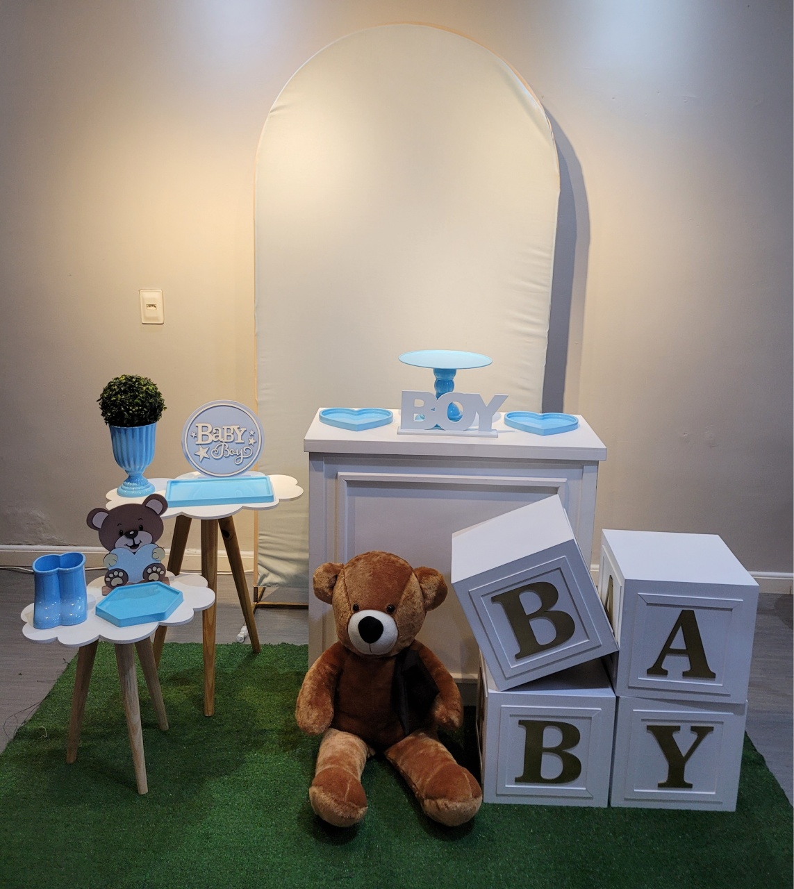 Chá de Bebê Romano Azul Bebê - Mb festas & decorações