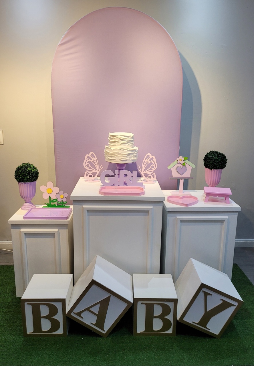 Chá de Bebê Romano Lilás Feminino - Mb festas & decorações