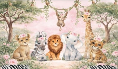 Painel Safari Baby - Girafa Festas