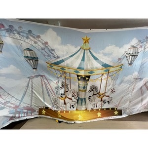 Painel Carrossel Azul - Girafa Festas