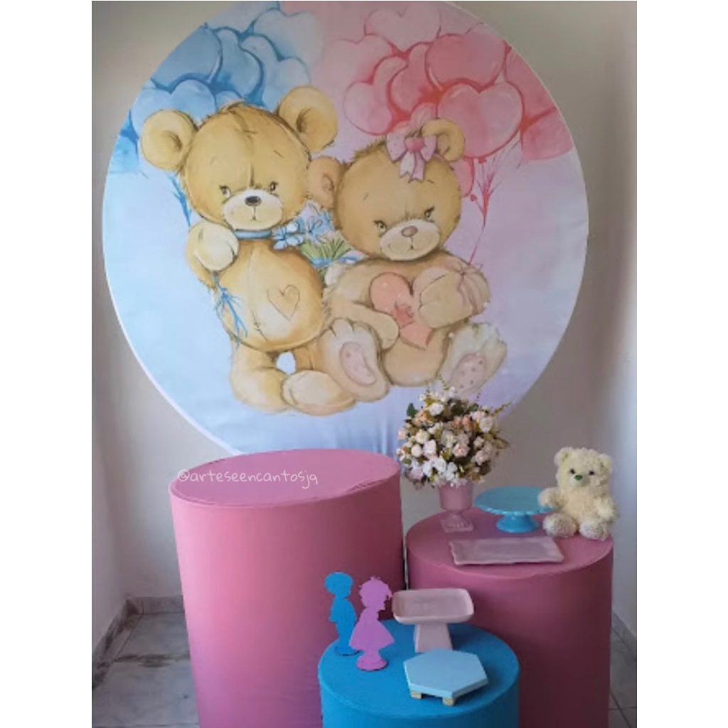 Chá Revelação Ursinhos Kit Prata - Artes e Encantos locações