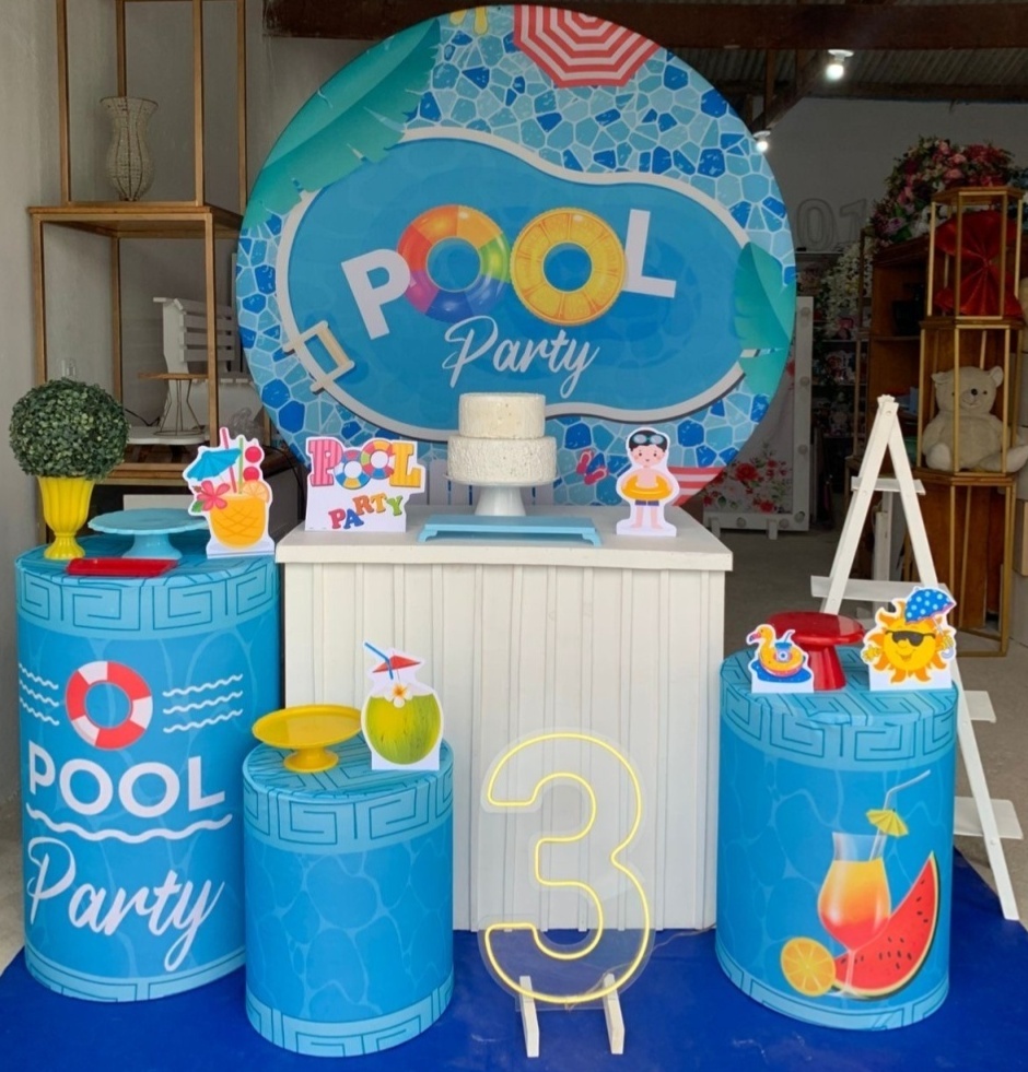 Pool Party Kit Ouro Plus + Adicional Escada M E Número de Led 4 - Artes e Encantos locações