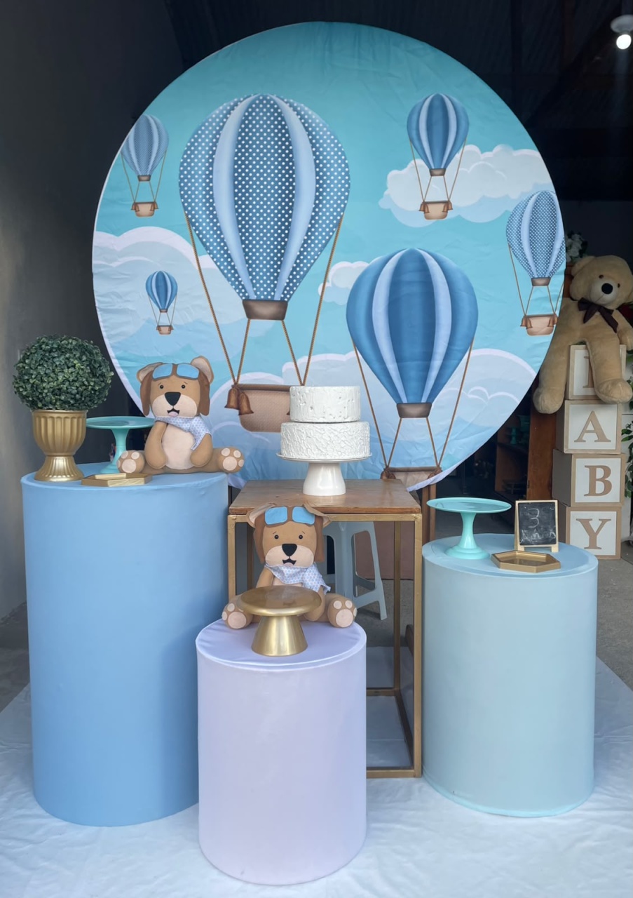 Ursinho Baloeiro Chá de Bebê/Fraldas Kit Ouro - Artes e Encantos locações