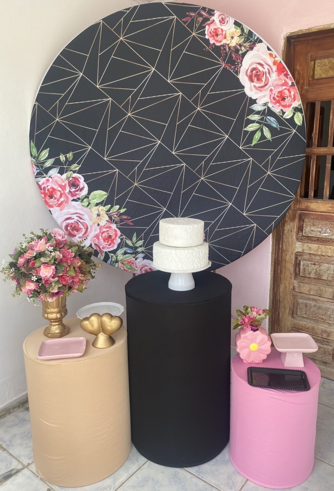 Rosa E Preto Floral Composição - Artes e Encantos locações