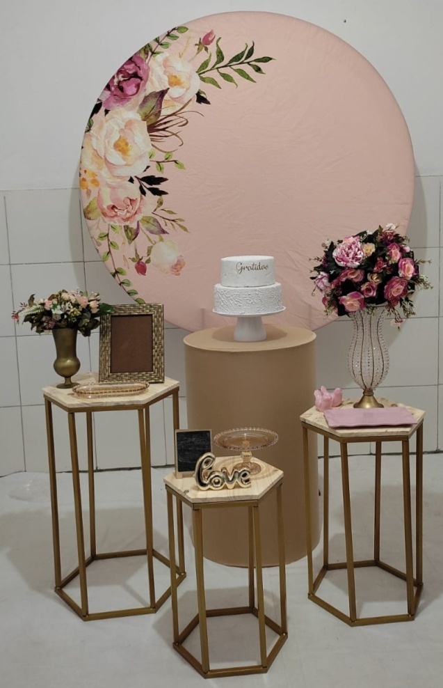 Rosa E Salmão Floral Composição - Artes e Encantos locações