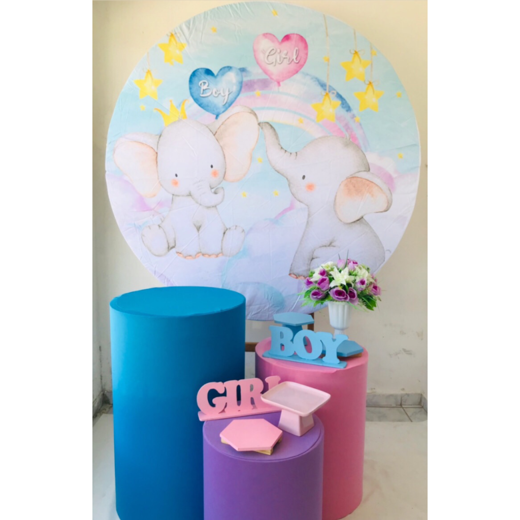 Chá Revelação Elefantinhos Kit Prata - Artes e Encantos locações