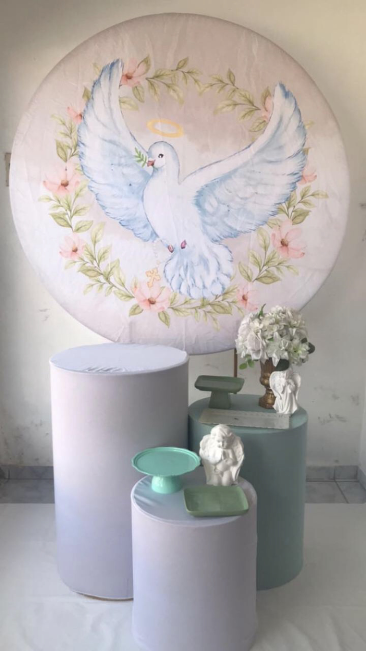 Pombinha Batizado Kit Prata - Artes e Encantos locações