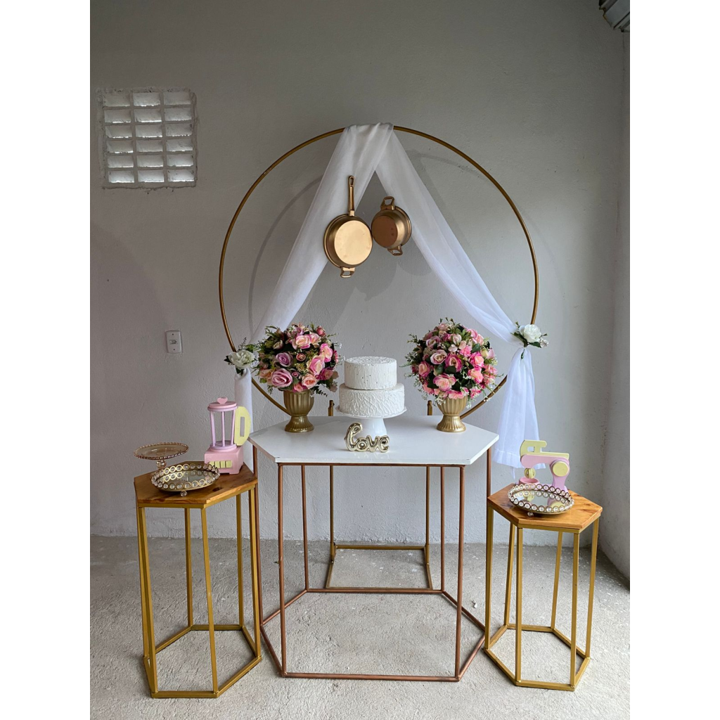 Chá de Cozinha Rosa Composição - Artes e Encantos locações