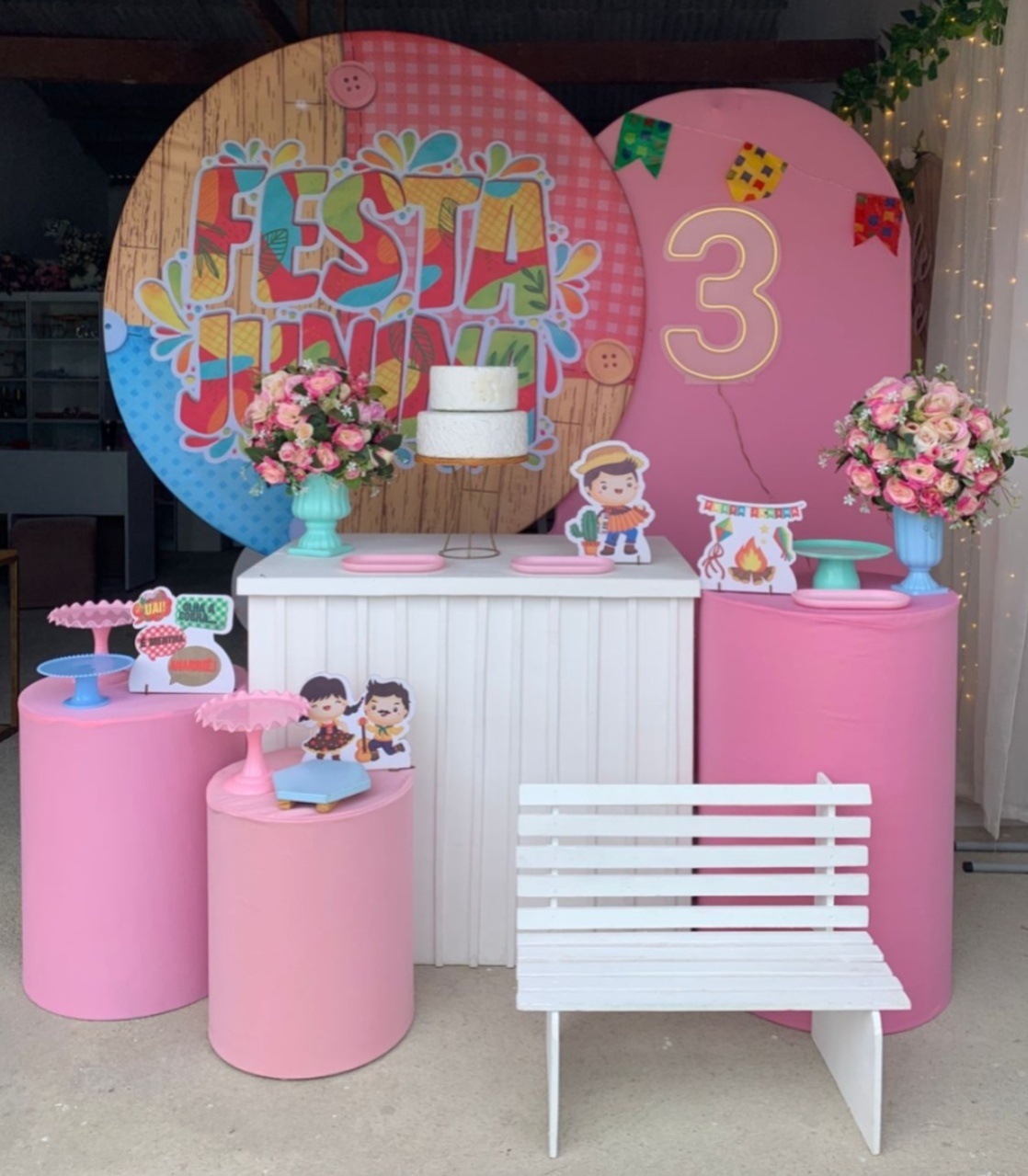 Junino São João Kit Diamante Com Número de Led E Banco Infantil (1) - Artes e Encantos locações