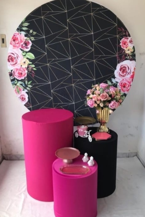 Preto E Rosa Floral  - Artes e Encantos locações