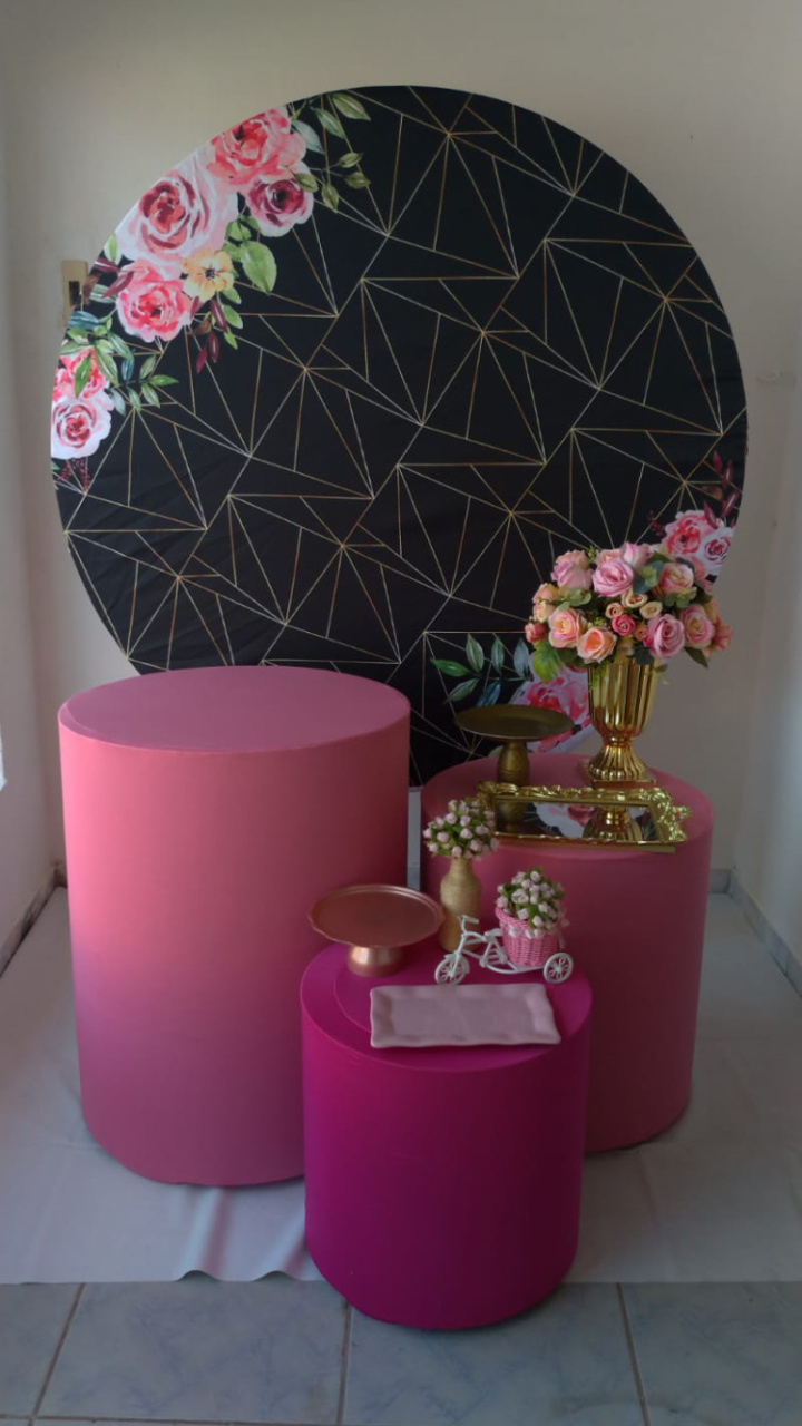 Preto E Rosa Floral Kit Prata (2) - Artes e Encantos locações