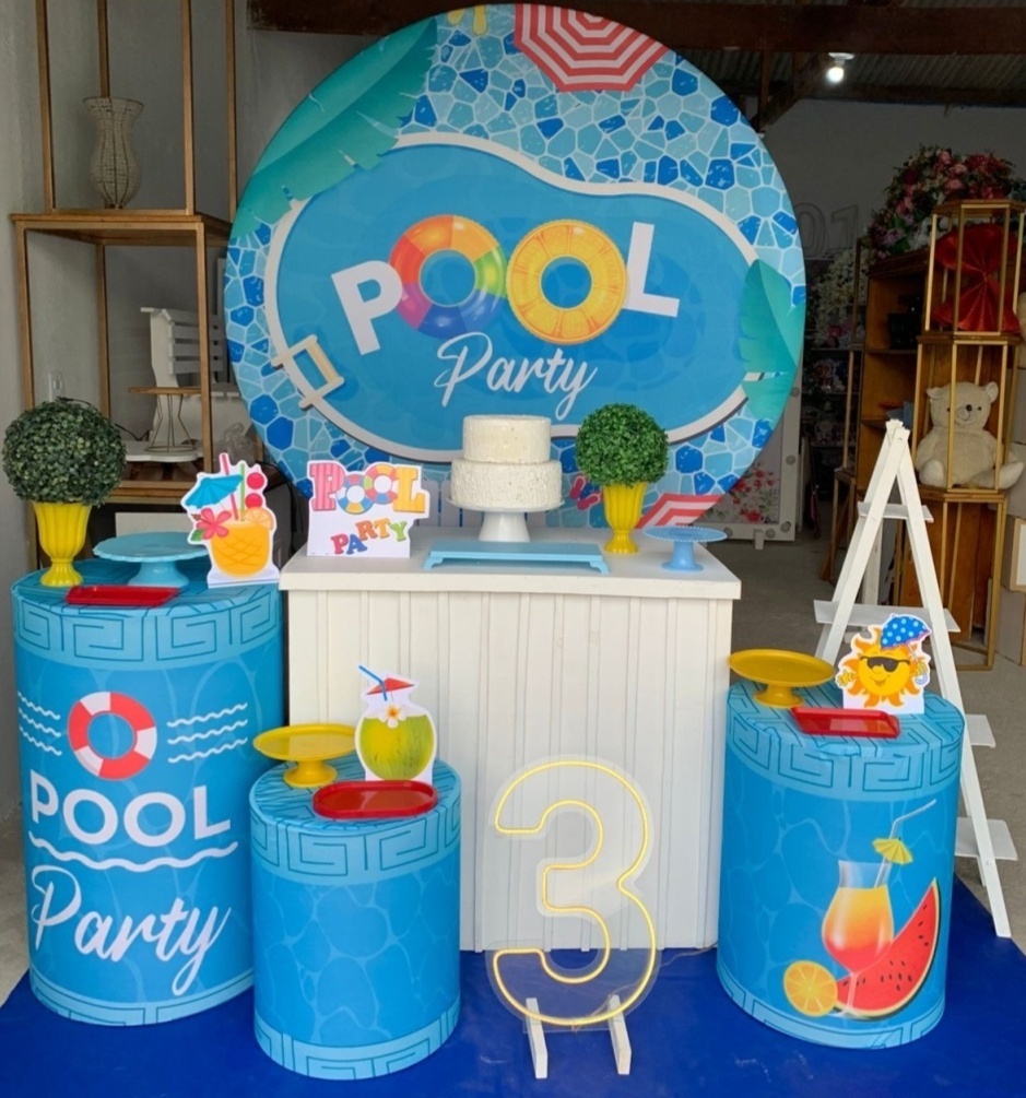 Pool Party Kit Ouro Plus + Adicional Escada M E Número de Led - Artes e Encantos locações