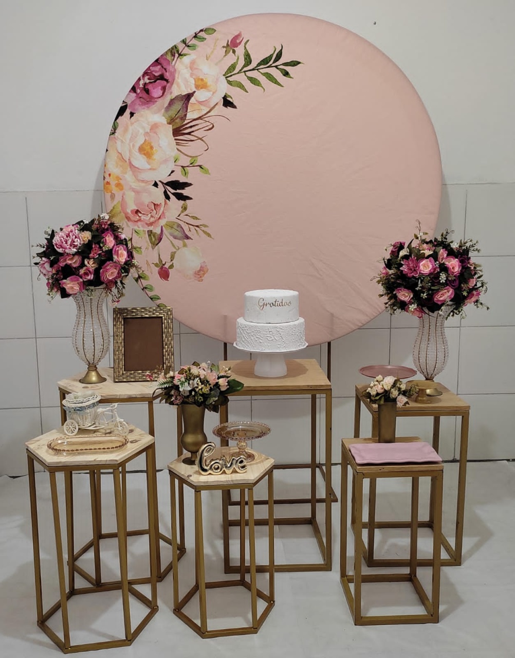Rosa E Salmão Floral Composição (2) - Artes e Encantos locações