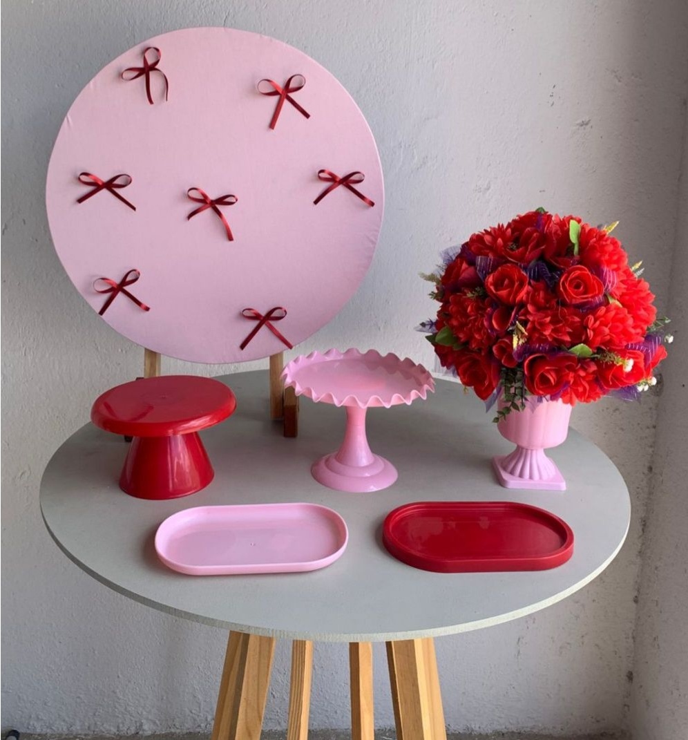 Mini Kit Laços Rosa E Vermelho - Artes e Encantos locações