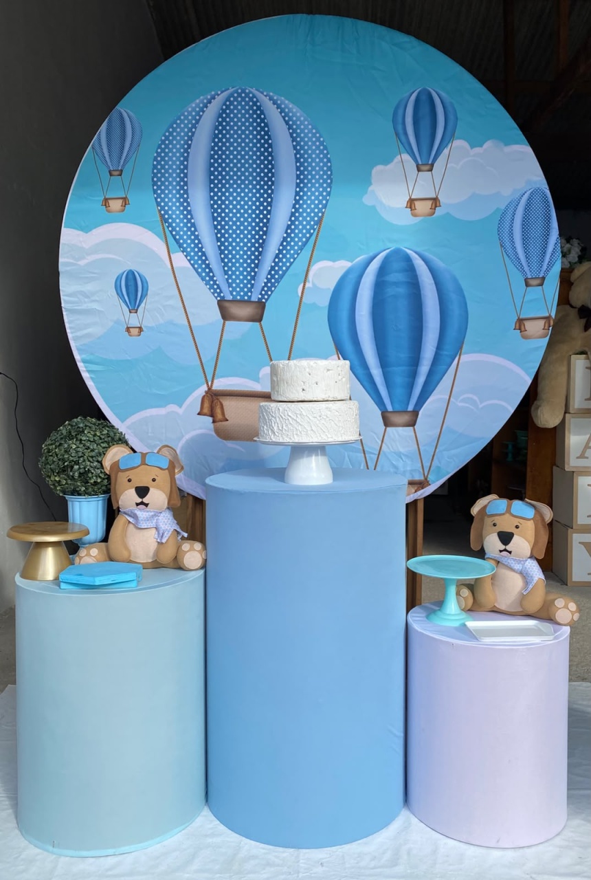 Ursinho Baloeiro Chá de Bebê/Fraldas Kit Prata 5 - Artes e Encantos locações