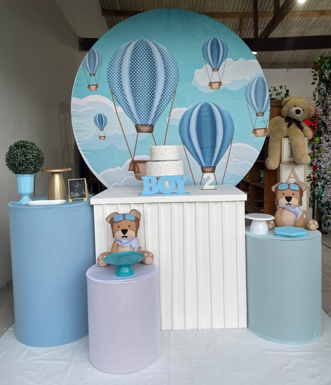 Ursinho Baloeiro Chá de Bebê/Fraldas Kit Ouro Plus - Artes e Encantos locações