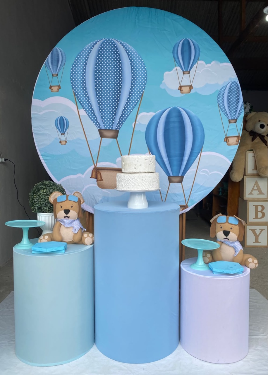 Ursinho Baloeiro Chá de Bebê/Fraldas Kit Prata 4 - Artes e Encantos locações