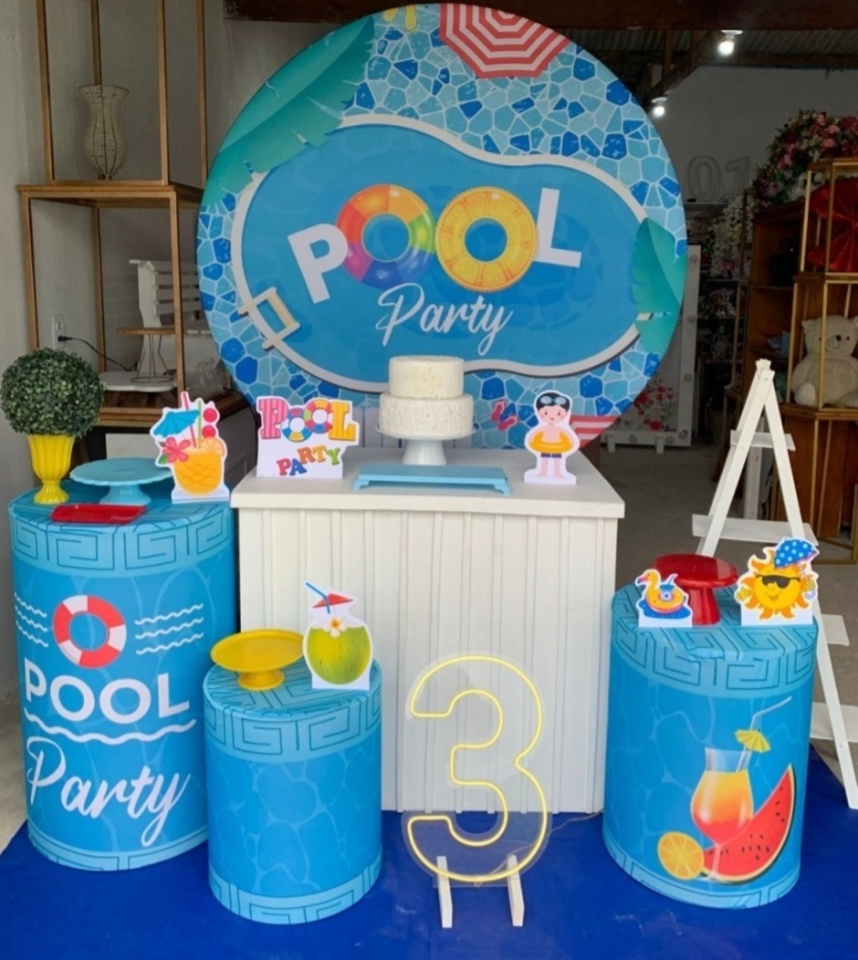 Pool Party Kit Ouro Plus + Adicional Escada M E Número de Led 2 - Artes e Encantos locações