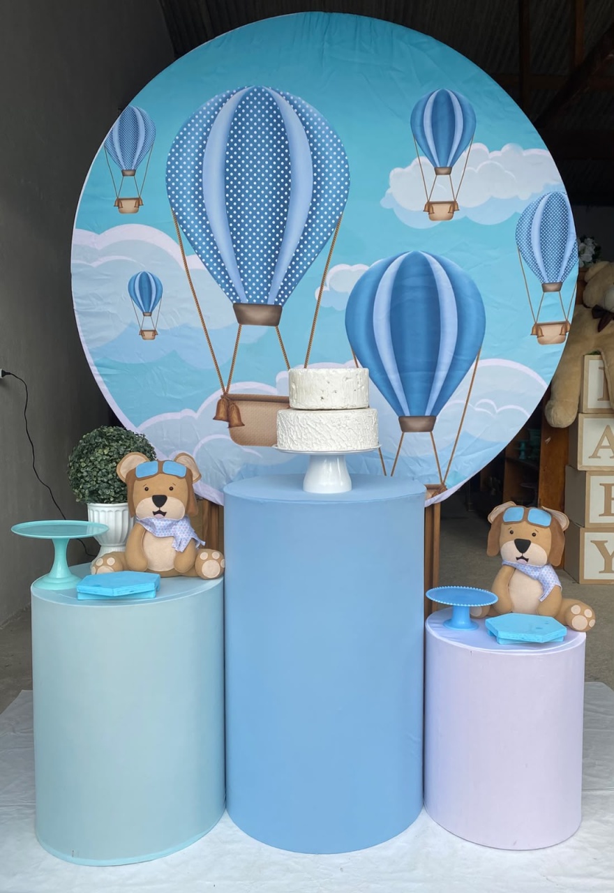 Ursinho Baloeiro Chá de Bebê/Fraldas Kit Prata 3 - Artes e Encantos locações