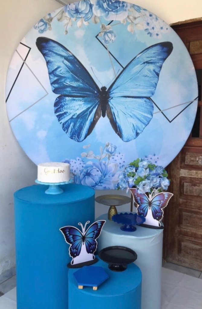 Borboleta Azul Kit Prata - Artes e Encantos locações