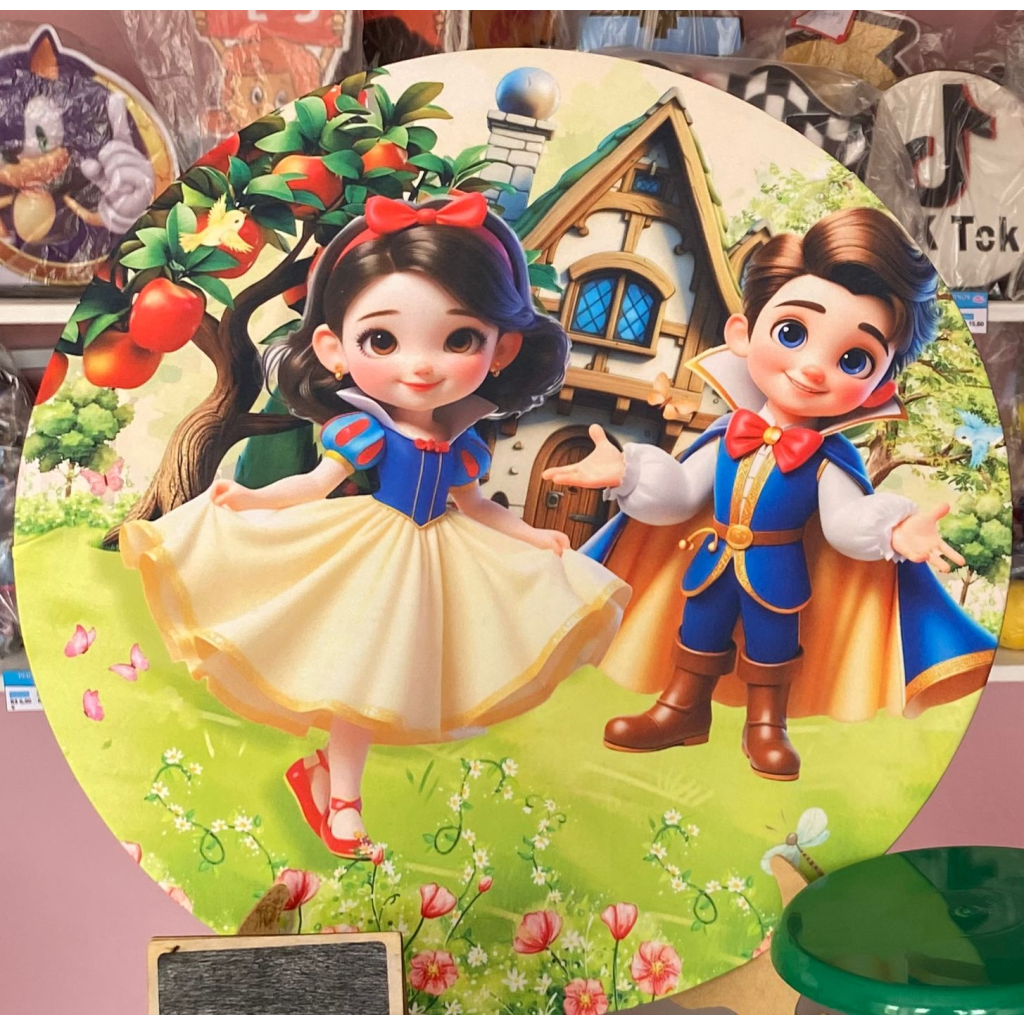 Capa Mini Painel  Branca de Neve E Príncipe - Vermelho,Amarelo,Verde,Azul - Artes e Encantos locações