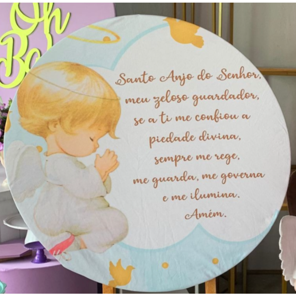 Capa Mini Painel Batizado - Branco,Dourado,Bege - Artes e Encantos locações