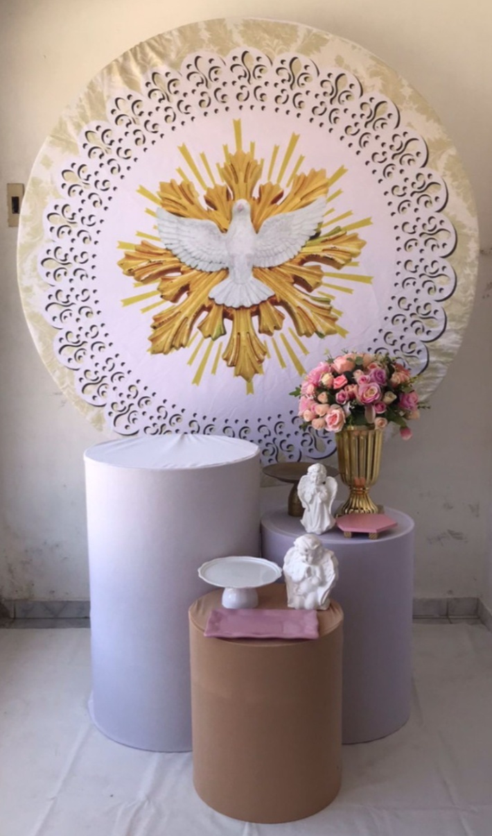 Divino Espírito Santo Batizado Kit Prata - Artes e Encantos locações