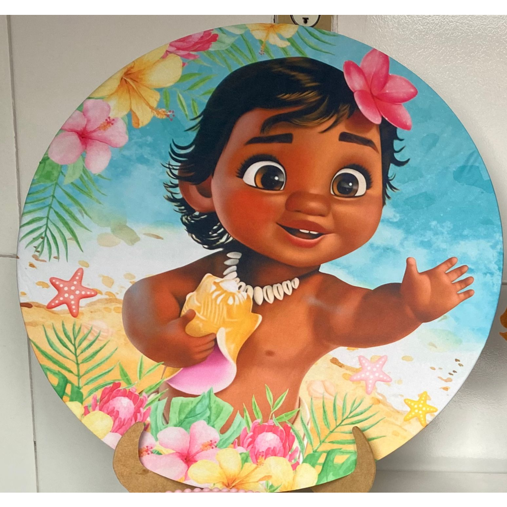 Capa Mini Painel  Moana Baby - Marrom,Verde,Azul,Rosa - Artes e Encantos locações