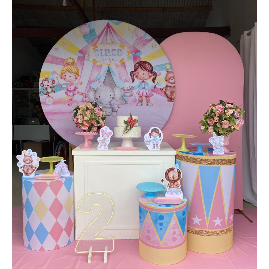 Circo Rosa Kit Diamante + Número de Led - Artes e Encantos locações