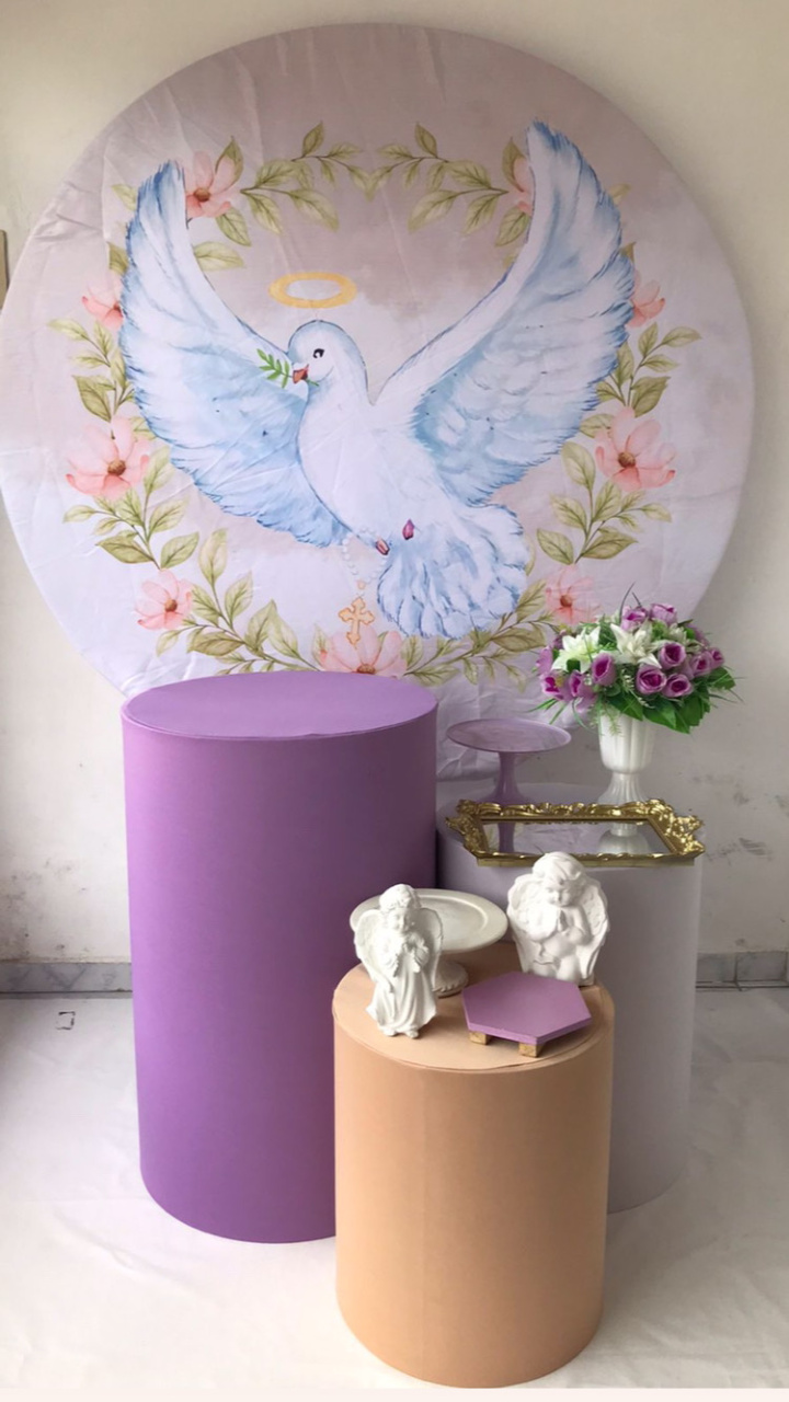 Pombinha Batizado Kit Prata - Artes e Encantos locações