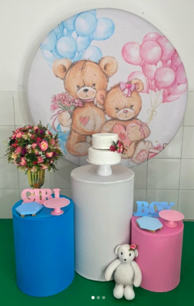 Chá Revelação Ursinhos Kit Prata - Artes e Encantos locações