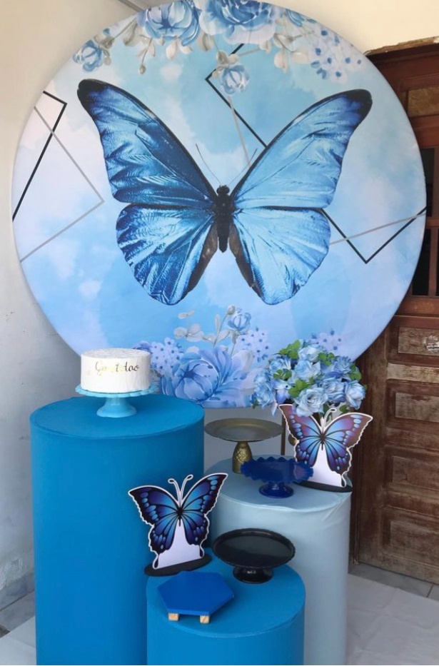 Borboleta Azul Kit Prata - Artes e Encantos locações