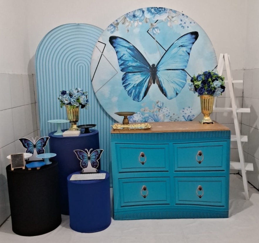 Borboleta Azul Kit Diamante + Adicional Escada G  - Artes e Encantos locações