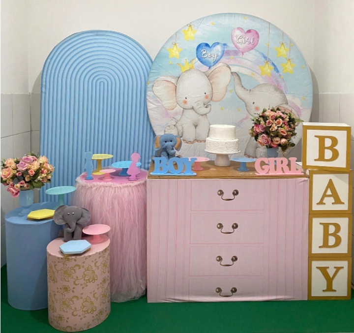 Elefantinhos Chá Revelação Kit Diamante + Cubos Baby - Artes e Encantos locações