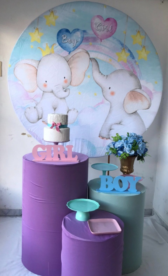Elefantinhos Chá Revelação Kit Prata - Artes e Encantos locações
