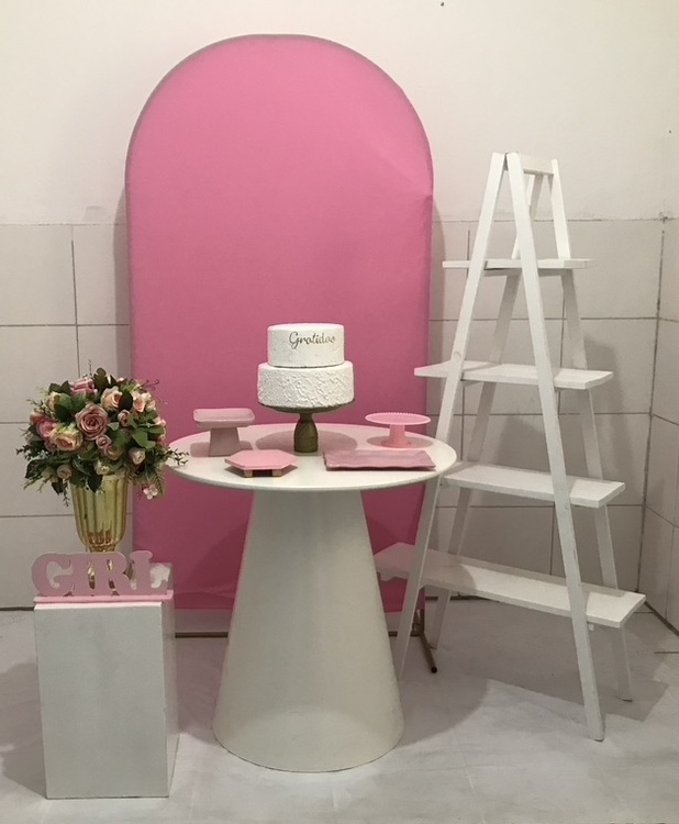 Chá de Bebê Rosa E Branco Composição 1 - Artes e Encantos locações