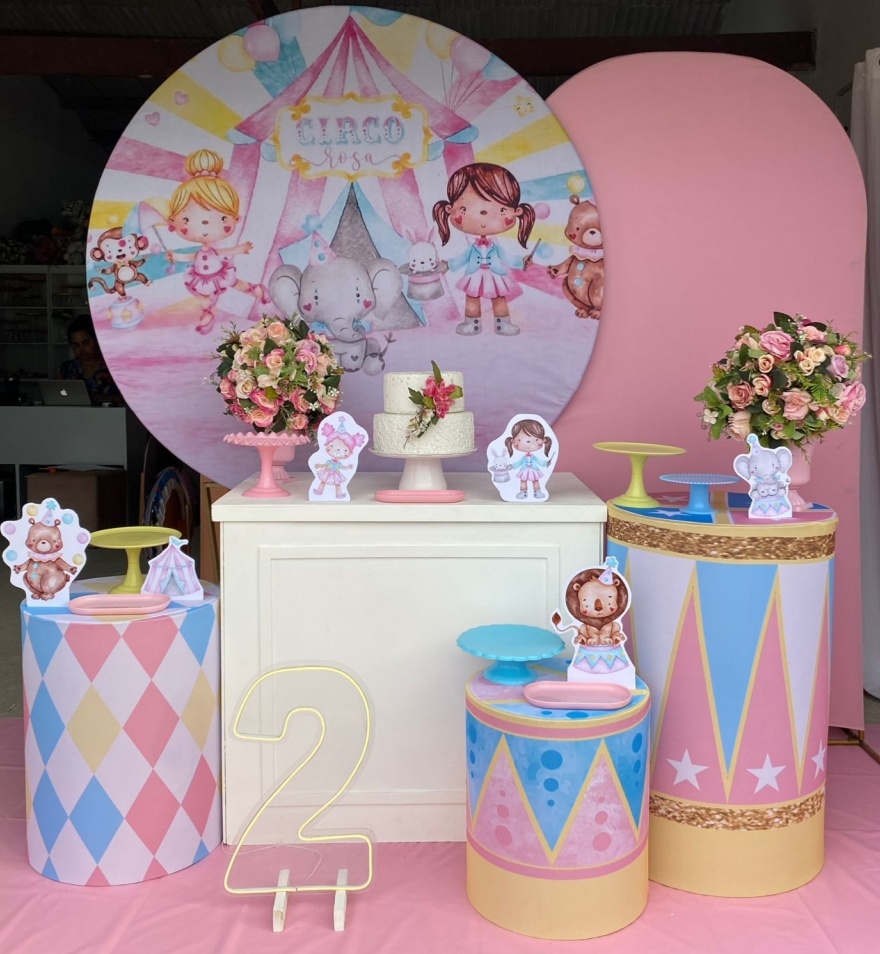 Circo Rosa Kit Diamante + Número de Led - Artes e Encantos locações