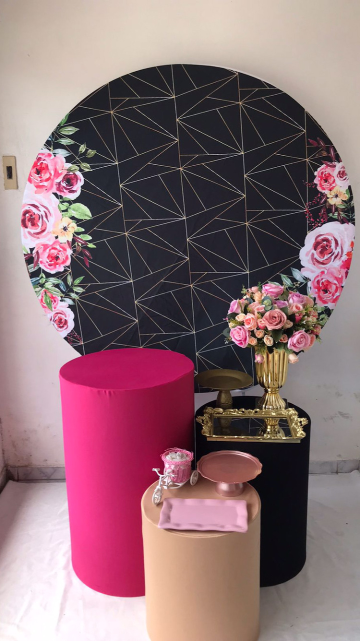 Preto E Rosa Floral Kit Prata - Artes e Encantos locações