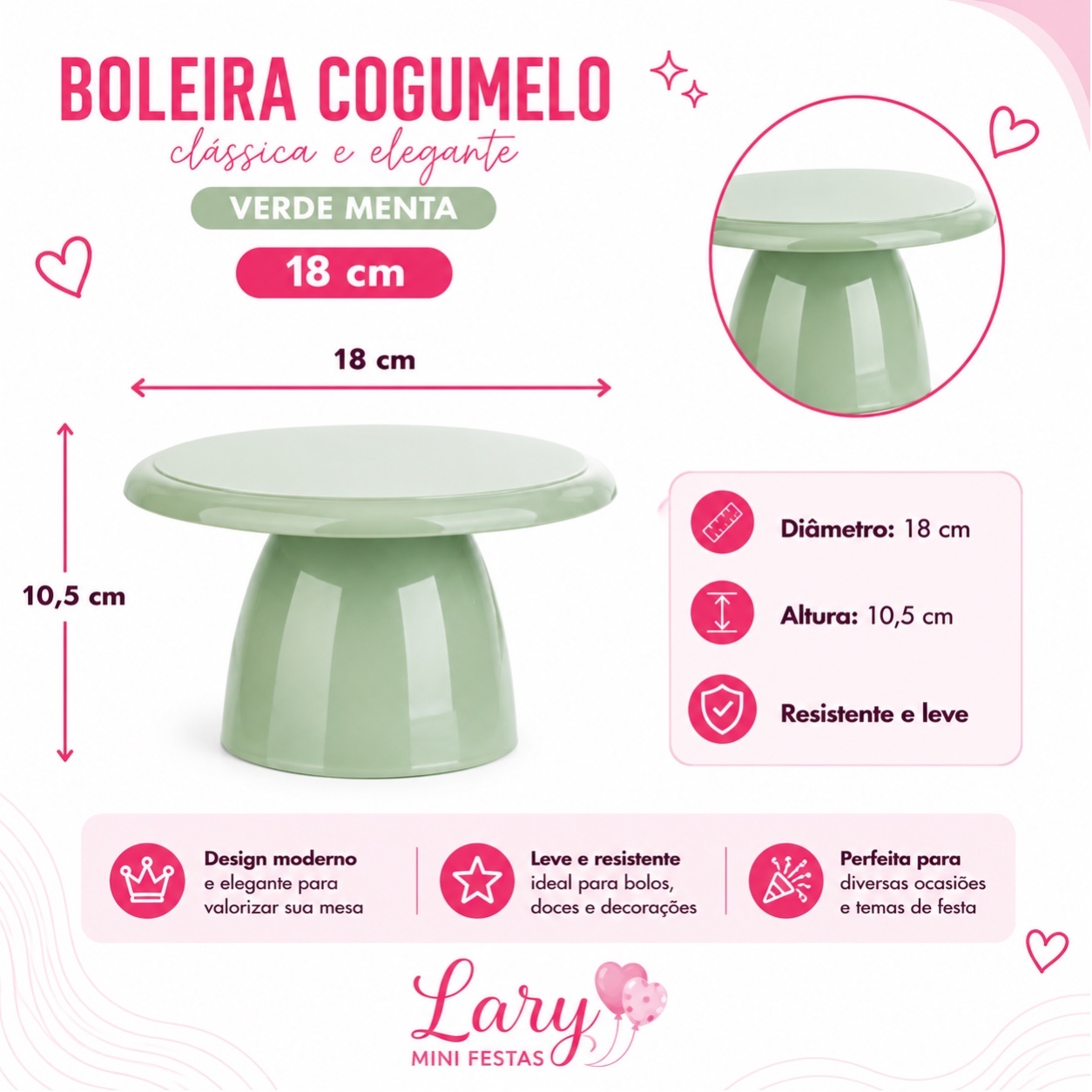 Boleira Cogumelo (Verde Menta) - LARYMINIFESTAS