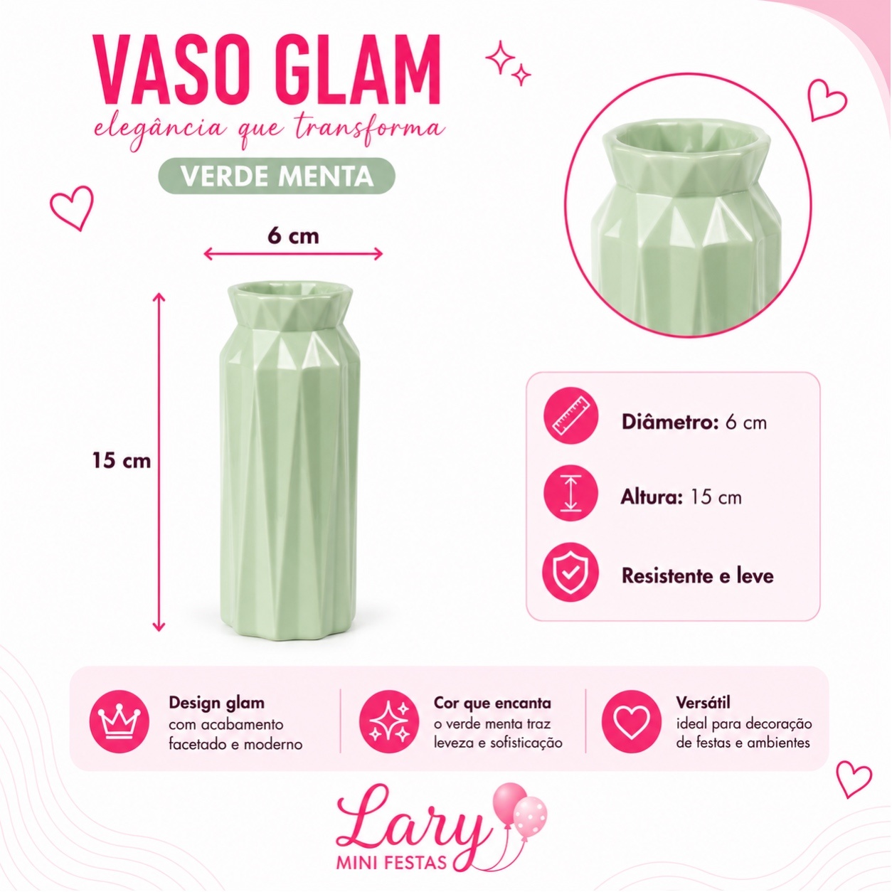 Vaso Glam (Verde Menta) - LARYMINIFESTAS