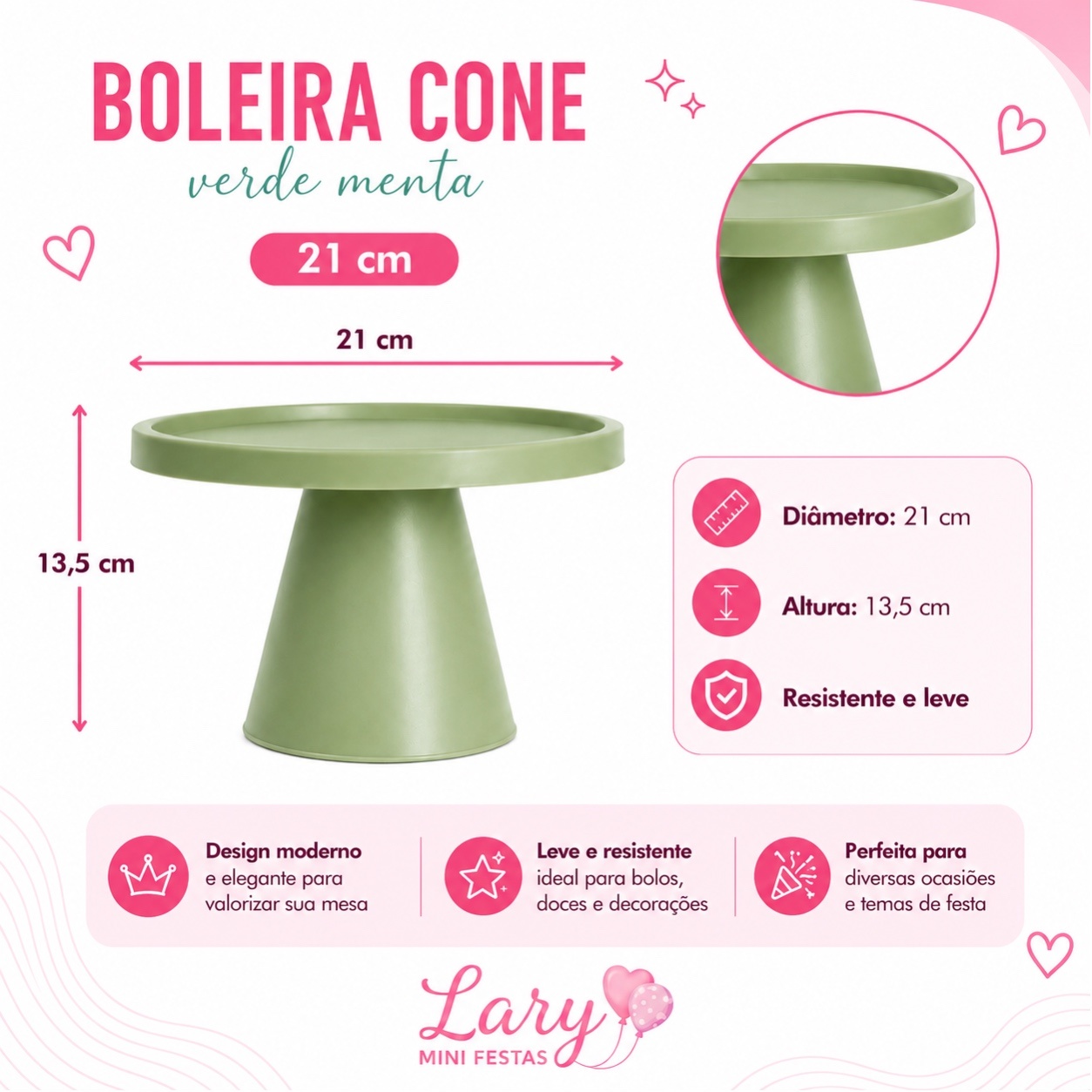 Boleira Cone (Verde Menta) - LARYMINIFESTAS