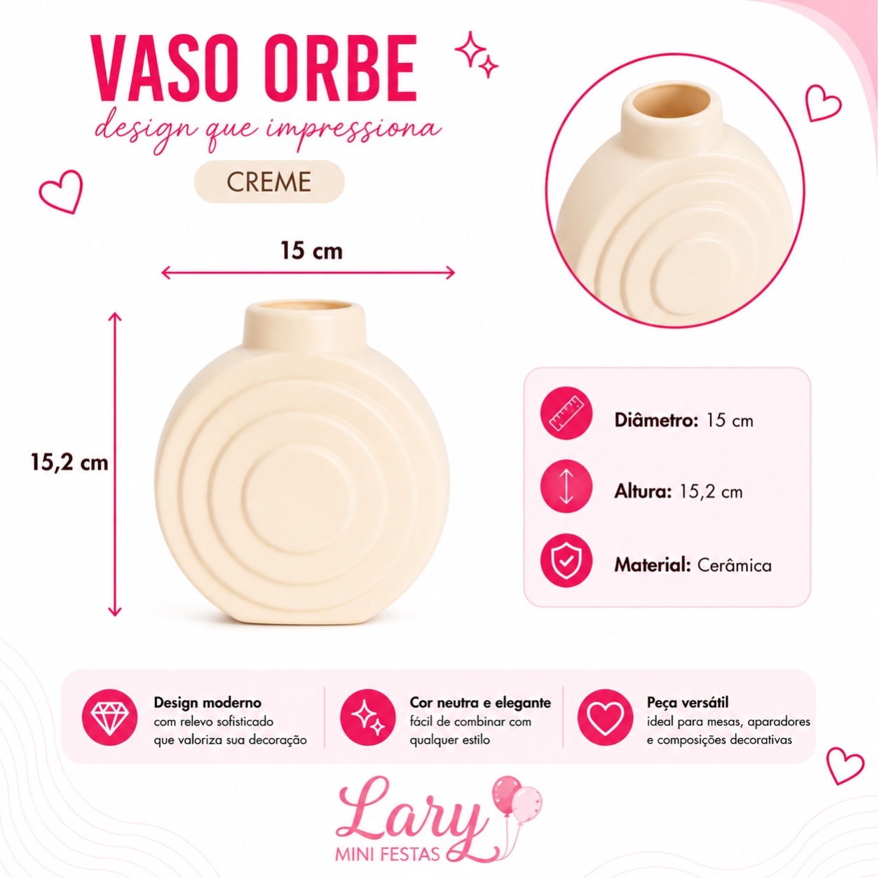 Vaso Orbe (Creme) - LARYMINIFESTAS
