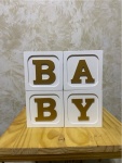 Cubos Baby Branco E Dourado (4 Peças) - imagem 1
