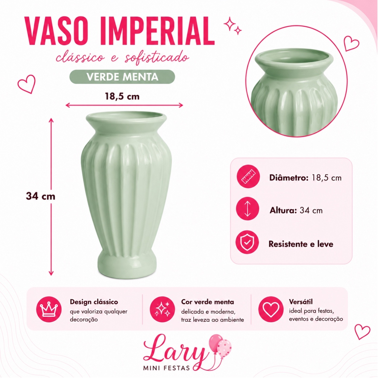 Vaso Imperial (Verde Menta) - LARYMINIFESTAS