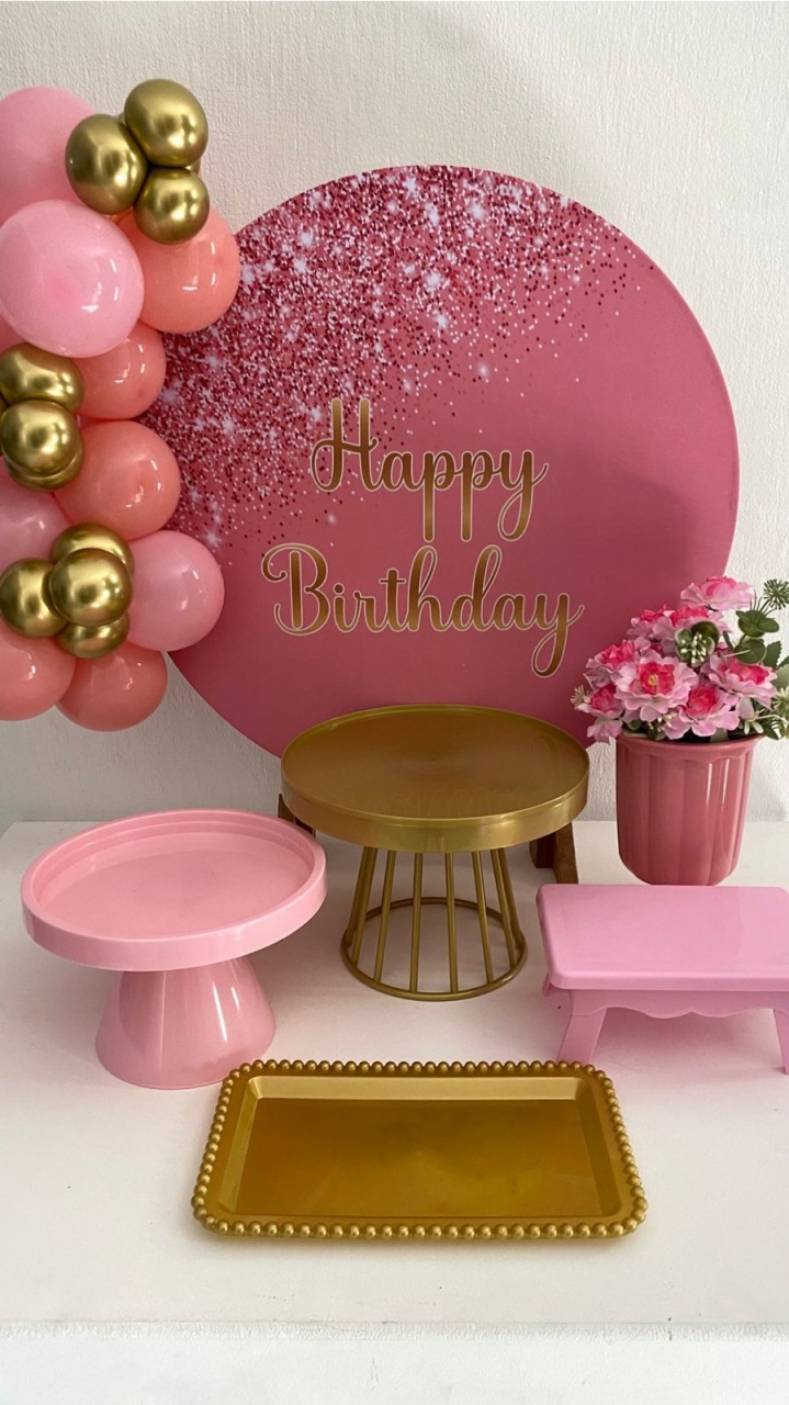 Kit 2 Só Um Bolinho - Happy Birthday Rosa - Criativo amor Festas e Personalizados 