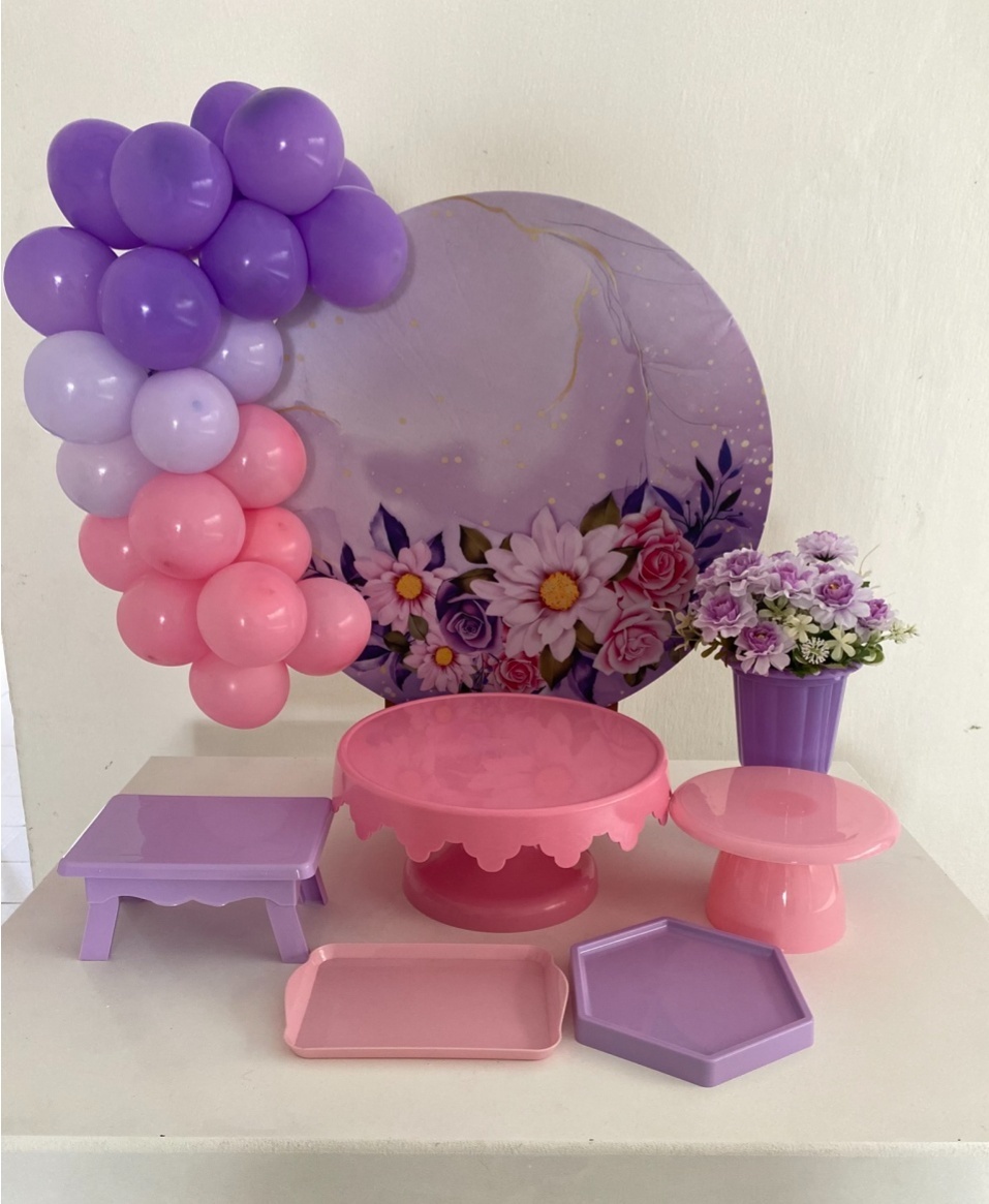 Kit 2 Só Um Bolinho - Flores Lilás - Criativo amor Festas e Personalizados 