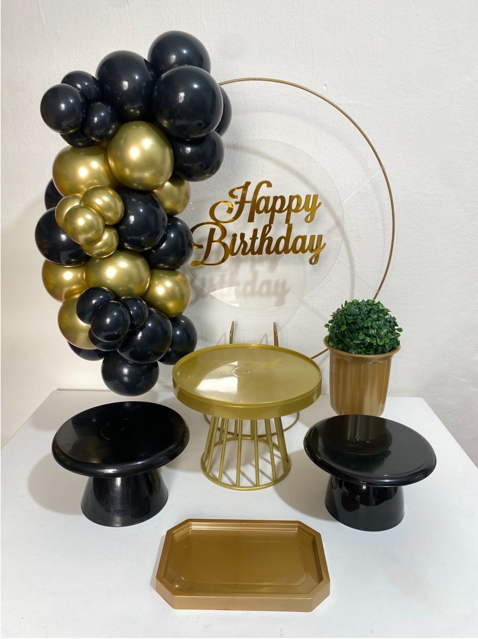 Kit 2 Só Um Bolinho - Happy Birthday Acrílico Preto E Dourado - Criativo amor Festas e Personalizados 